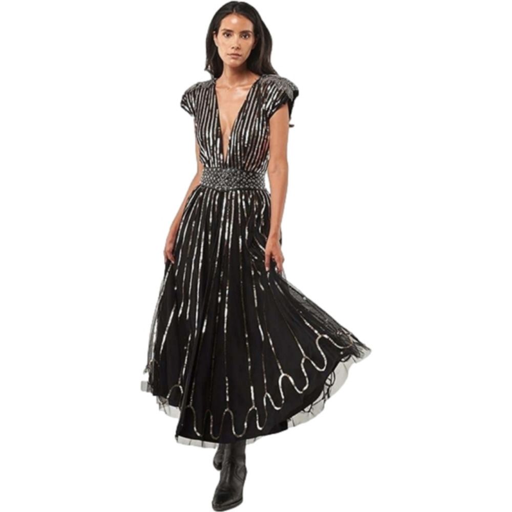 Nwt Seta Apparel Sarkisian Black & Gold Gown Dress Size XS